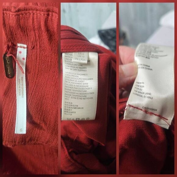 Free People Larissa Wide Leg Ankle Pants ONLY in Cayenne Red / Orange Sz 6 - Picture 7 of 8